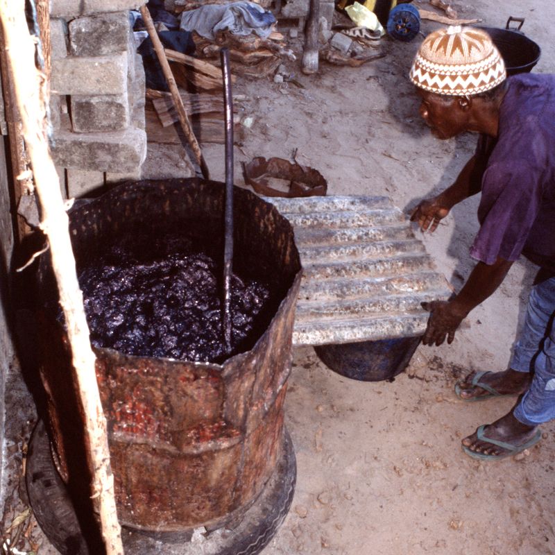 Musa's father and indigo vat in The Gambia