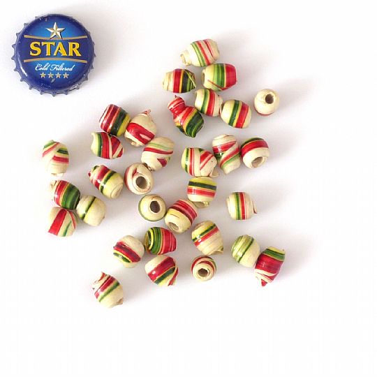 image for Recycled Plastic Beads Red/Green/Cream