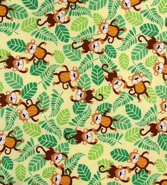 Safari & Skin Prints Tree Monkeys Yellow | The African Fabric Shop