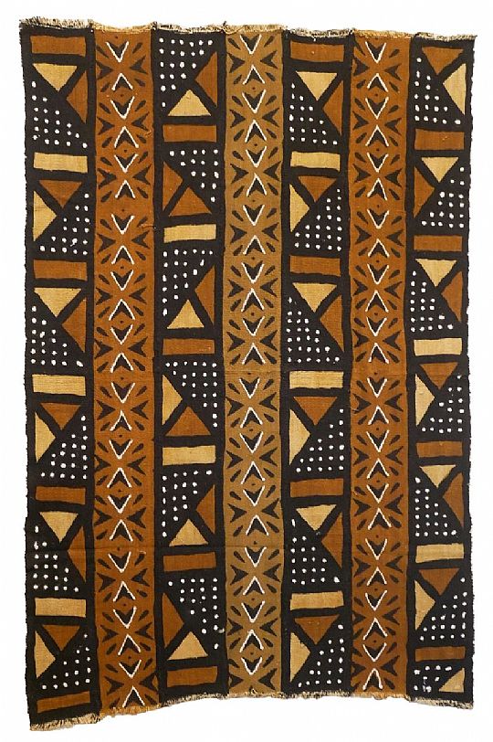 Made in Mali- Authentic African Mud Cloth, Handwoven Cotton Fabric, 100%  Cotton- Black, White, Light-Gold, Golden-Brown (MC23523)